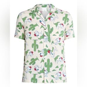 Peanuts Men's and Big Men's Spike Snoopy Desert Button Down Hawaiian Shirt